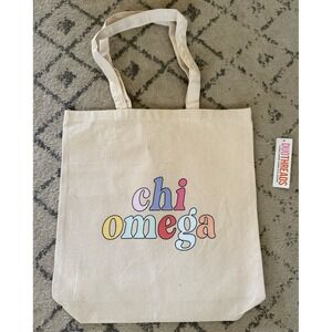 Chi‎ Omega Sorority Rainbow Canvas Tote Bag Colorful DUOTHREADS NEW!